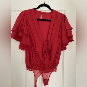 Free People ruffle top bodysuit